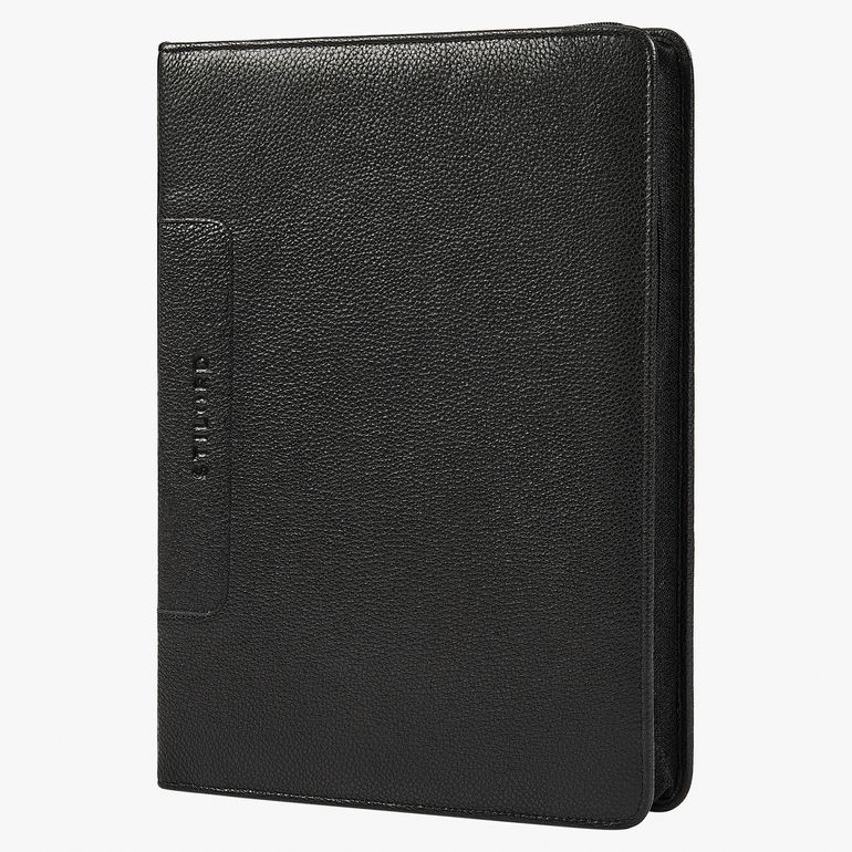 Konferenzmappe A4 Leder Schwarz mit Ringbuch