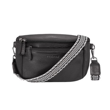 schwarze Leder bauchtasche damen mit wechselgurt