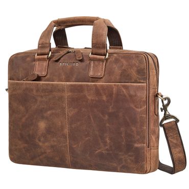 "Oslo" Laptoptasche 15.6 - 18 Zoll Herren Leder mit zwei Laptopfächern