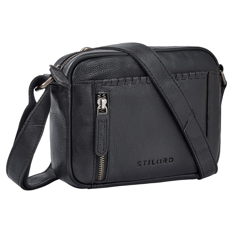 damen handtasche crossbody leder boho schwarz klein