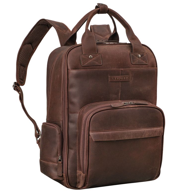 "Fiena" Lässiger Leder Wickelrucksack Groß Damen