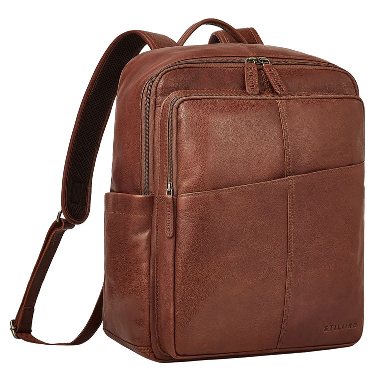 Lederrucksack Herren braun für 15,6 Zoll Laptop