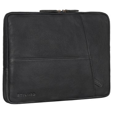 "Cannes" Schmale Laptoptasche 15,6 Zoll Leder Herren & Damen Laptop Sleeve Leder schwarz für 15,6 Zoll