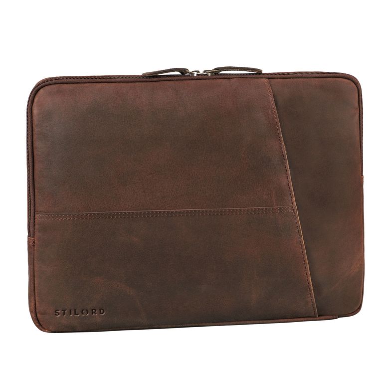 "Cannes" Vintage Laptophülle 15 15.6 16" Leder Herren Laptop-Tasche