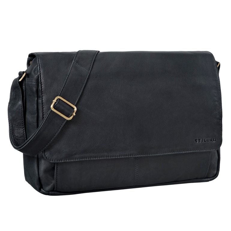 Vintage Umhängetasche Herren Leder Schwarz