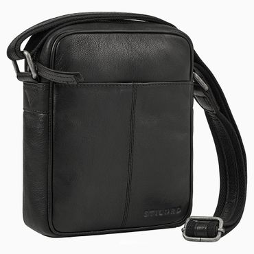 "Nilo" Elegante Umhängetasche Herren Klein Leder für Tablet 8,3 Zoll echt ledertasche herren klein schwarz
