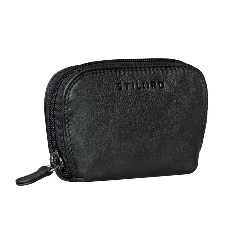 Echtleder Schlüsseltasche Schwarz mit RFID Schutz, Münzfach und Geschenkbox 