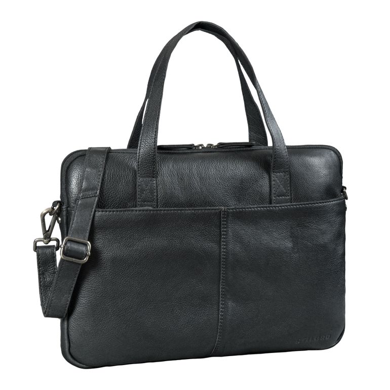 Schmale Schwarze Laptoptasche 15.6 Zoll Leder Aktentasche Herren mit Schultergurt & Griff Schmale Schwarze Laptoptasche 15.6 Zoll Leder Aktentasche Herren mit Schultergurt & Griff