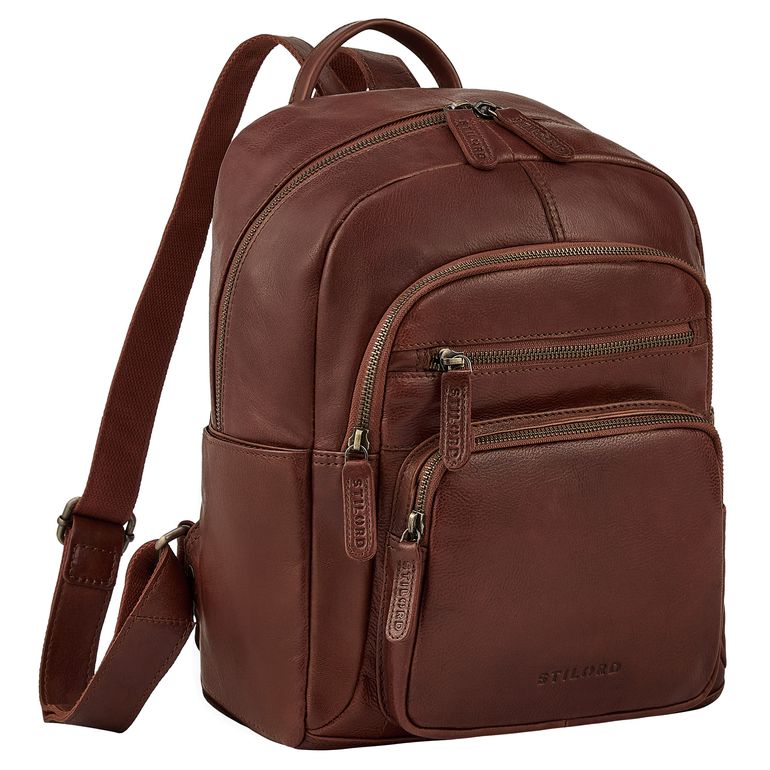 Brauner City Rucksack Damen Leder Klein Lederrucksack für 13 Zoll Brauner City Rucksack Damen Leder Klein Lederrucksack für 13 Zoll