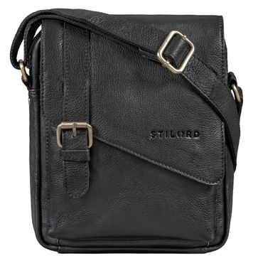 "Ryder" Kleine Vintage Leder Herrenhandtasche zum Umhängen Kleine Schwarze Herrenhandtasche Leder für 8 Zoll Tablet mit Magnetverschluss und Schnalle