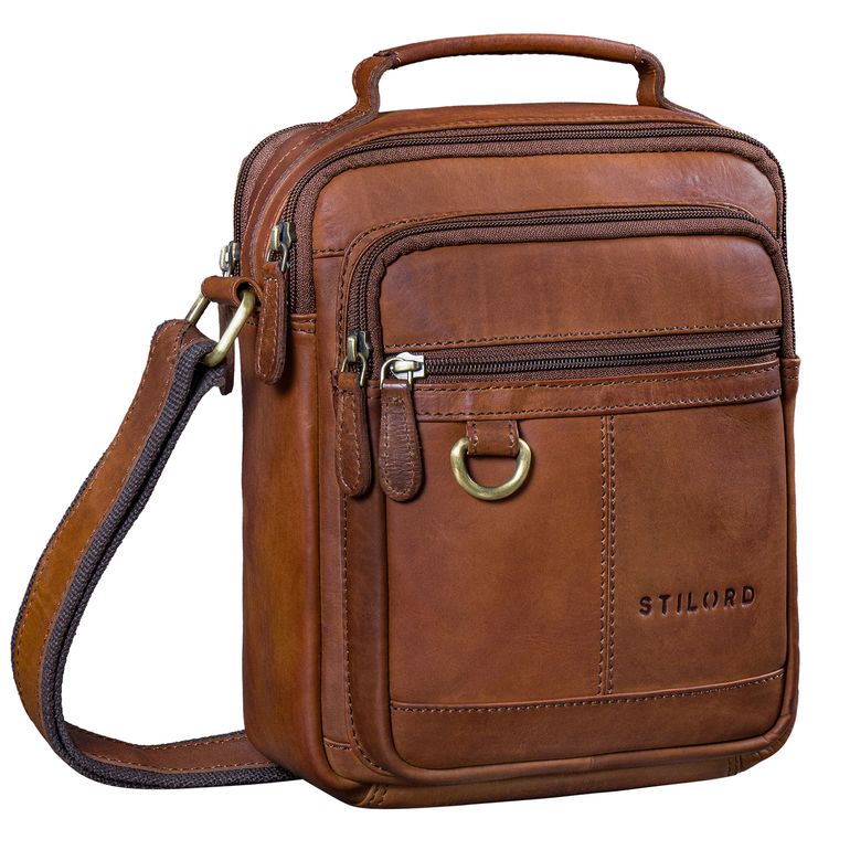 "Jonas" Kleine Männerhandtasche Leder zum Umhängen mit Griff 8 Zoll "Jonas" Kleine Männerhandtasche Leder zum Umhängen mit Griff 8 Zoll