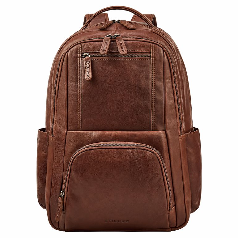 Großer Business Rucksack Herren Leder Braun mit Laptopfach 16 Zoll Großer Business Rucksack Herren Leder Braun mit Laptopfach 16 Zoll