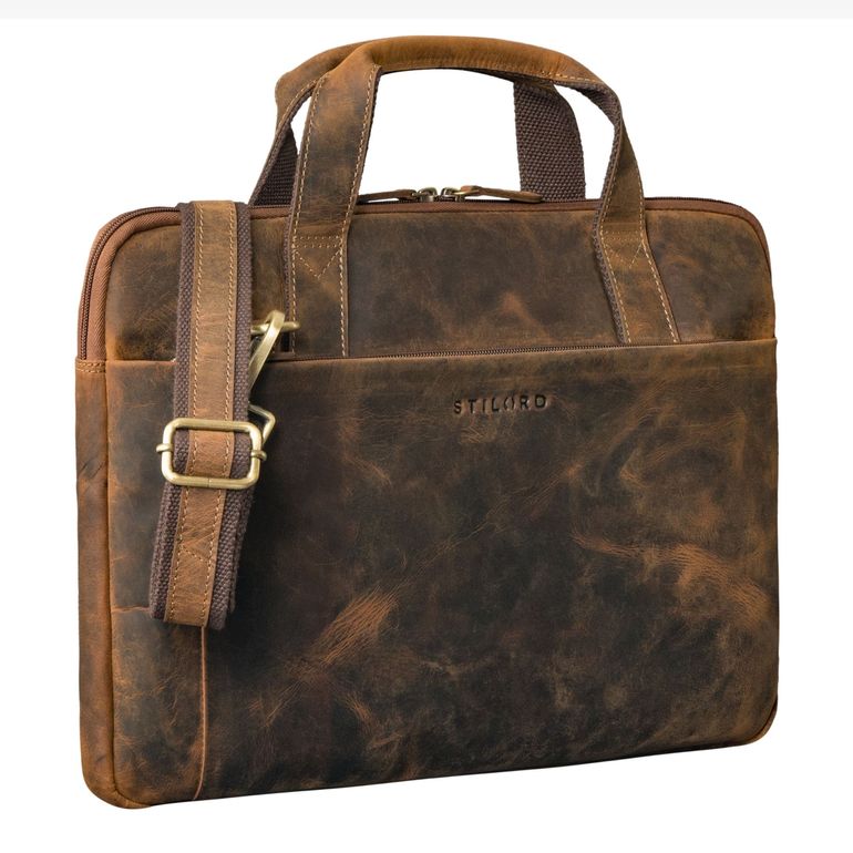 "Cornelius" Schmale  Vintage Laptoptasche 15-16 Zoll Leder Herren 