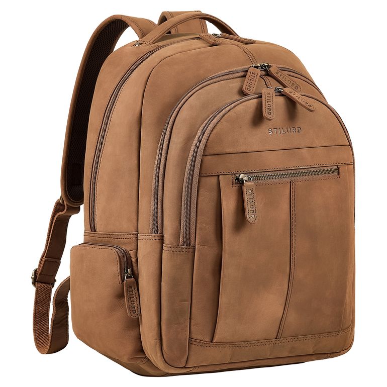 B-WARE "Alaric" XL Business Rucksack Herren Leder Laptoprucksack 17 Zoll