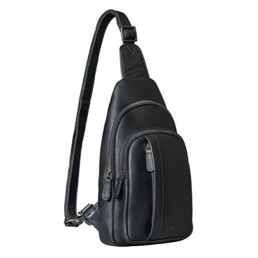 "Jakob" Sling Bag Herren Leder Groß mit Karabiner Schwarze Sling Bag Herren Leder Groß mit Karabiner & Anti Diebstahl Fach