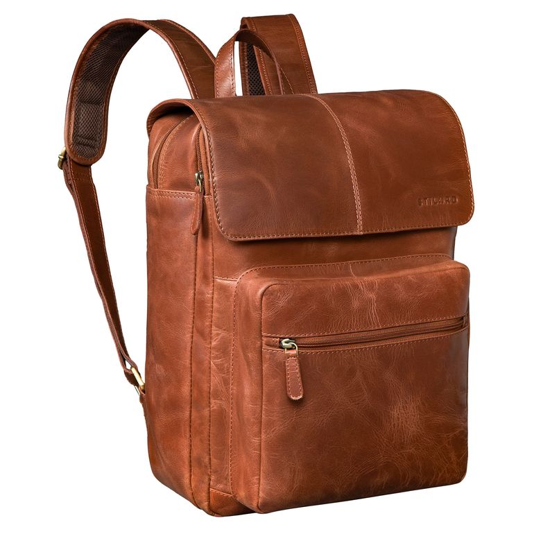 "Sangro" Rucksack Herren Leder Laptoprucksack 15,6-16 Zoll mit 2 Laptopfächern