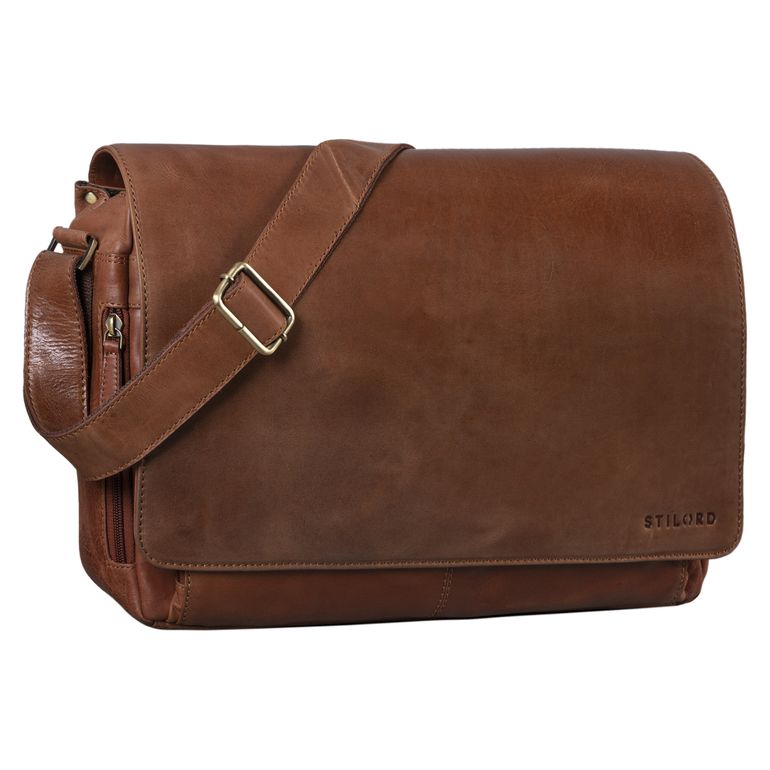 "Tom" Vintage Leder Umhängetasche mit 15 Zoll Laptopfach für Damen und Herren