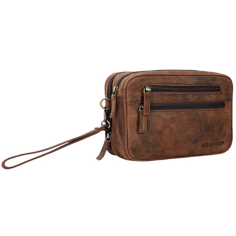 Vintage Lederhandtasche mit Doppelkammer