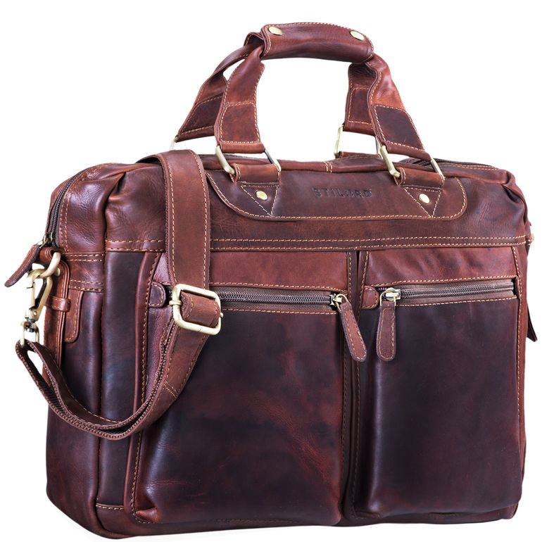 Business Ledertasche cognac dunkelbraun