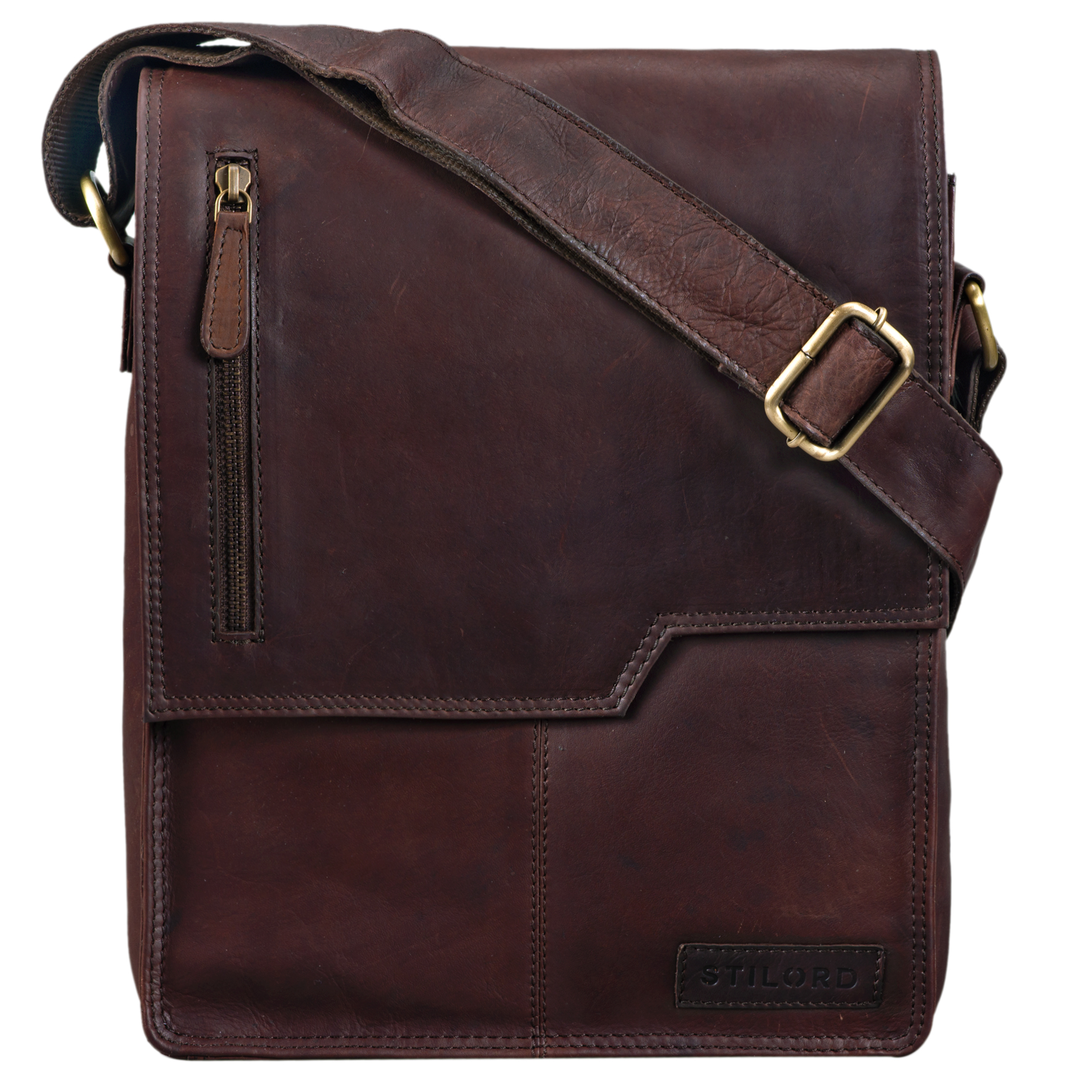 "Mario" Messenger Bag Leder Hochformat STILORD